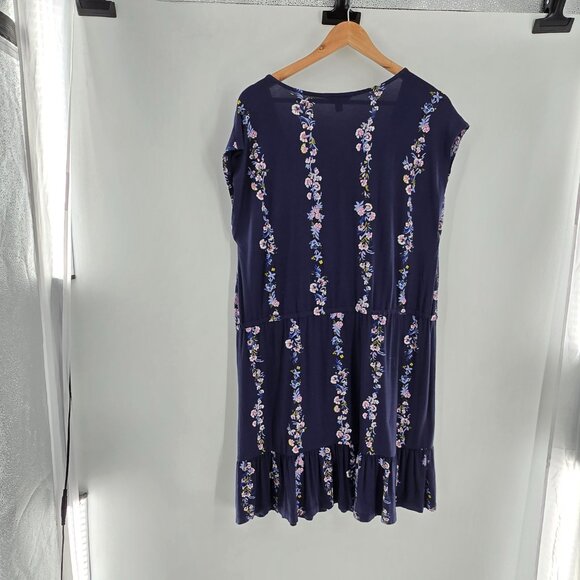 Lucky Brand Sleeveless V-Neck Elastic Waist Drawstring Floral Dress Women Large - Picture 4 of 7